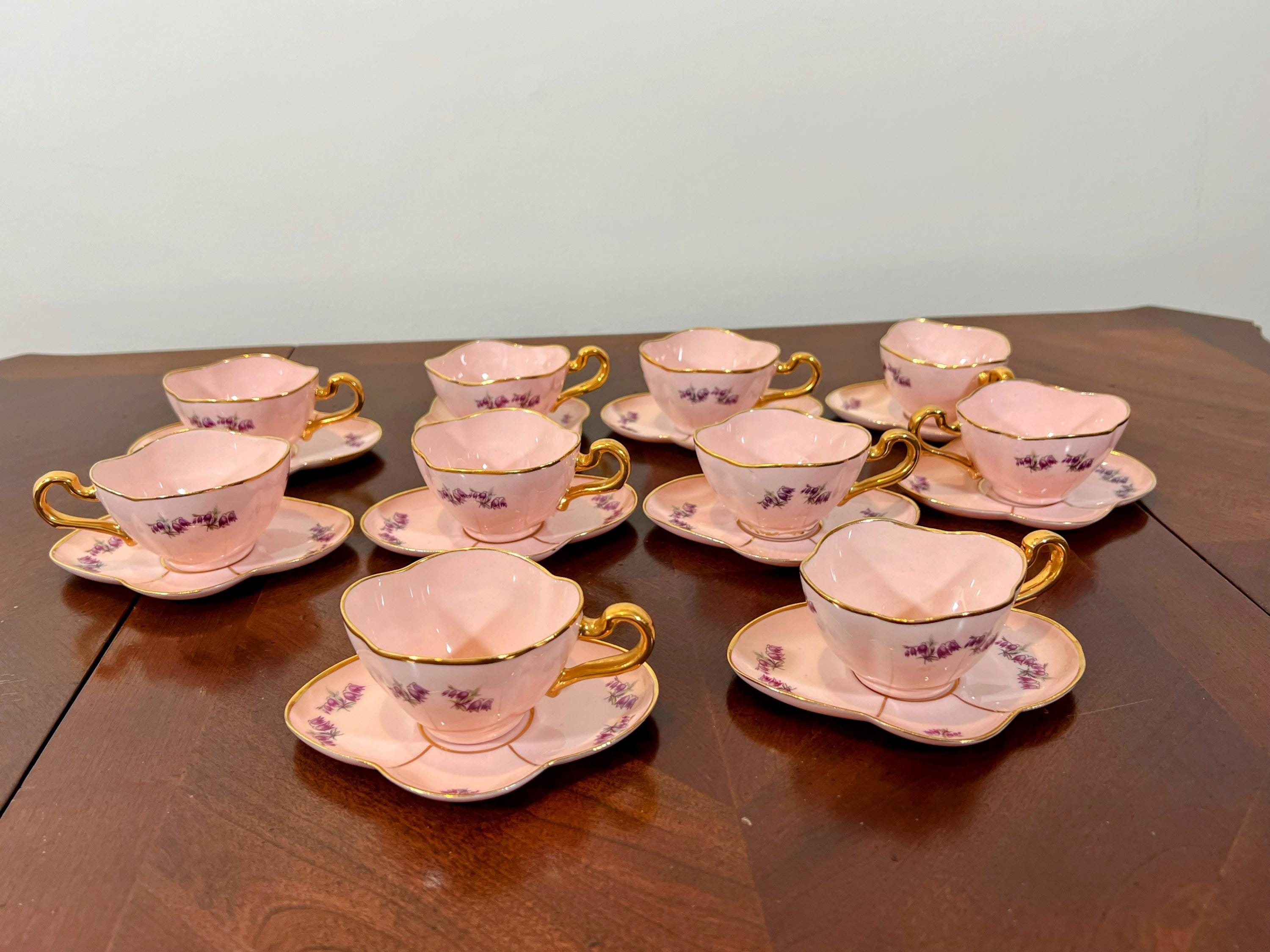 Vintage Laneige Demitasse Cup & Saucer Set, Pink Lavender Floral