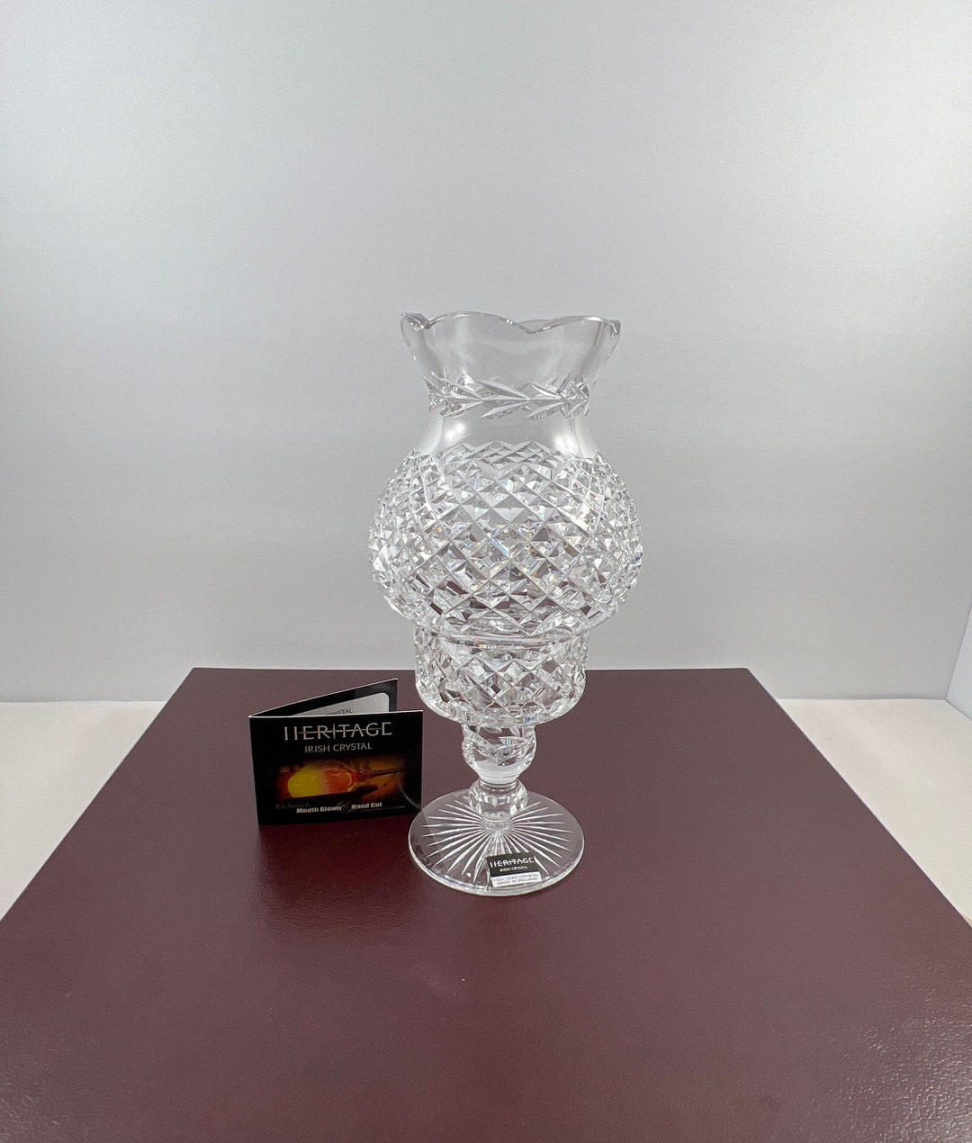Crystal Lamp Candle Holder Set, Heritage Irish Crystal, Hand Cut