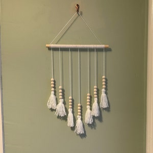 Wooden Bead Tassel Wall Hanging | Boho Home Decor | Rustic Wall Decor | Handmade Wall Art | Gift for Home | Homemade Wall Decoration