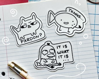 Cute Silly Relatable Doodle Die Cut Stickers