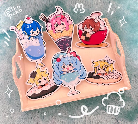 Cute Vocaloid Dessert Themed Stickers - Hatsune Miku, Rin, Len, Kaito, Meiko, Luka
