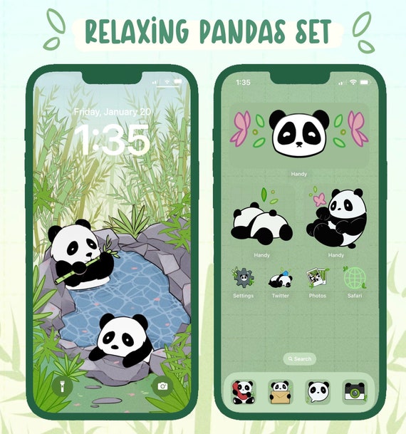 Download Cute Kawaii Panda Chilling Out Wallpaper