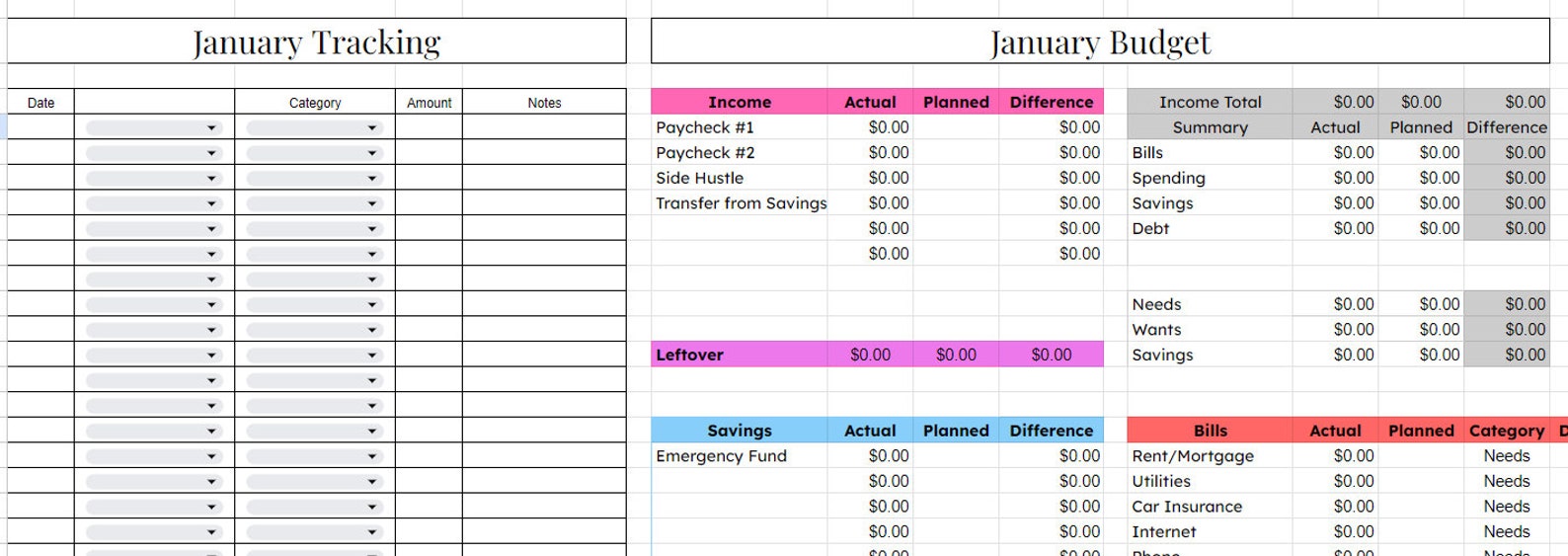 Simple Monthly Budget Google Sheet - Etsy
