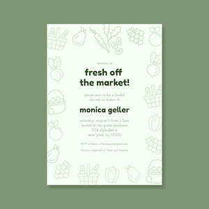Minimal Bridal Shower Invite Template | Farmers Market Fresh off the Market Bridal Shower Invitation | Fully Editable and Personalizable