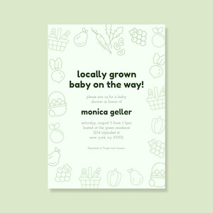 Farmers Market Baby Shower Invitation: Locally Grown Veggies, Editable Template