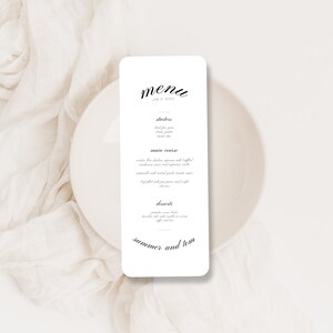 Simple Cursive Wedding Menu Template, Clean Wedding Menu, Editable Wedding Menu
