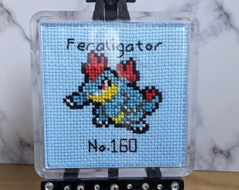 Feraligator Cross-Stitch Coaster