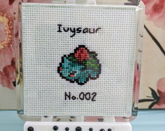 Ivysaur Cross-Stitch Coaster