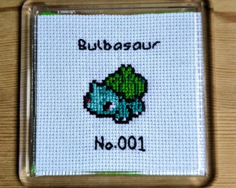 Bulbasaur Cross-Stitch Coaster