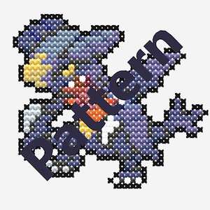 Garchomp Icon Cross-Stitch Pattern