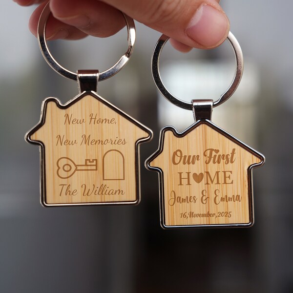 New Home Keychain Set, Our first Home Keyrings, New House Keychain Gift, Realtor Gift, Moving Gift, Welcome Home Gift, Custom Keychains