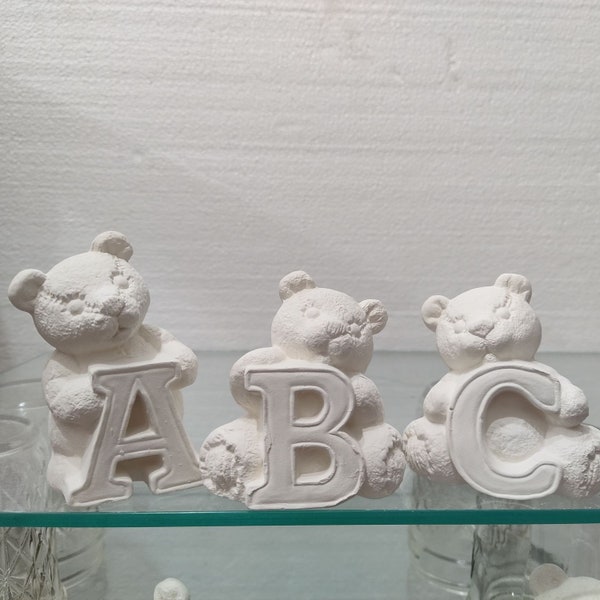 Alphabet Bears Ceramic bisque ready to paint