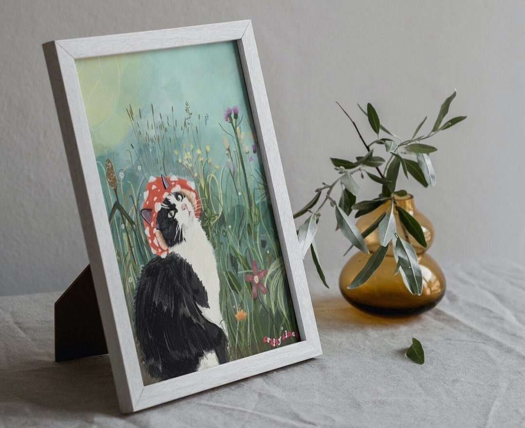Mushroom Cat Art Print - Etsy