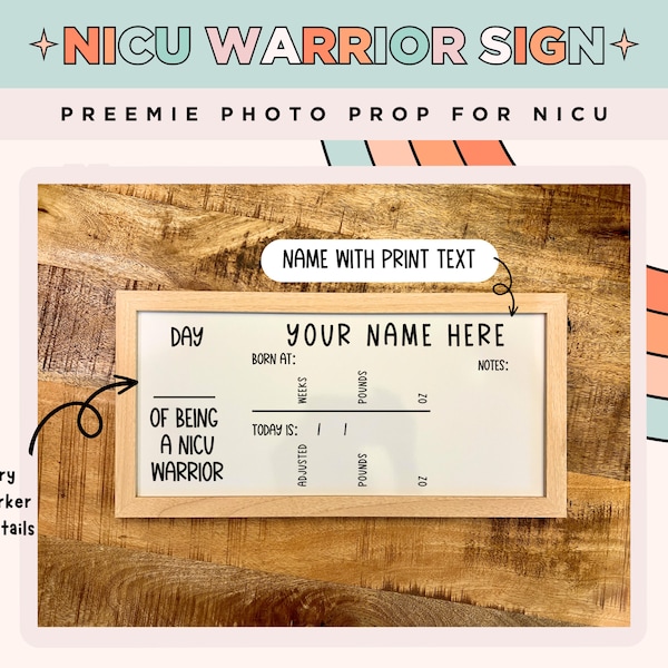 NICU Warrior Milestone Sign, Custom Preemie Milestone Sign, Nicu Mama, Nicu Gift, Gift for Preemie Baby, Whiteboard Sign for Nicu, Nicu Sign