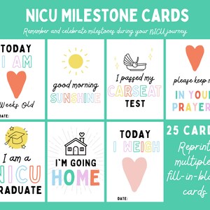 NICU Milestone Cards Nicu Photo Prop Cards Nicu Crib Cards - Etsy