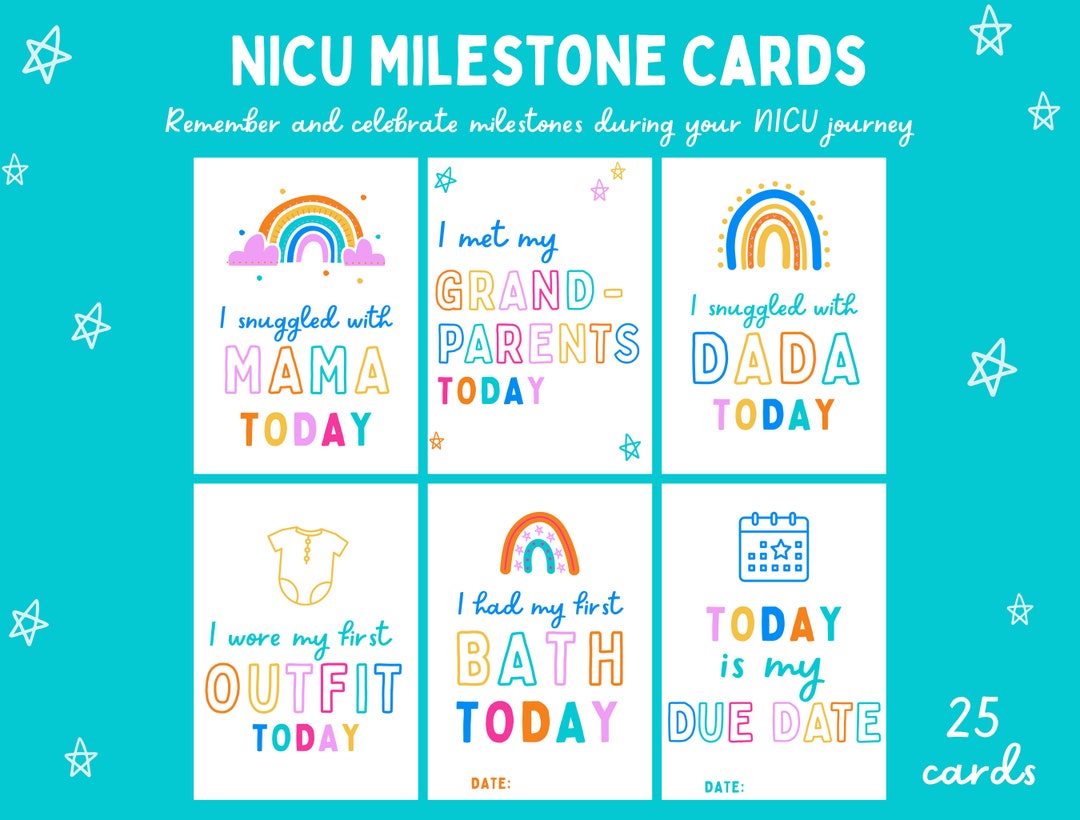 NICU Milestone Cards Nicu Photo Prop Cards Nicu Crib Cards Etsy