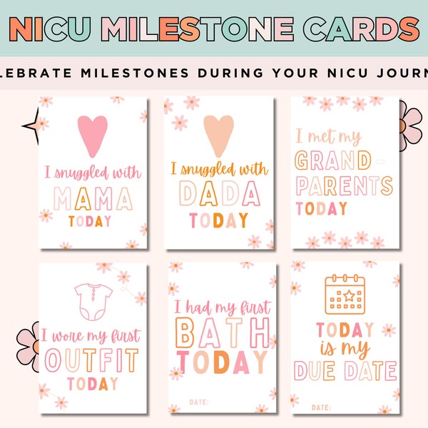 Baby Girl Nicu Milestone Cards - Etsy
