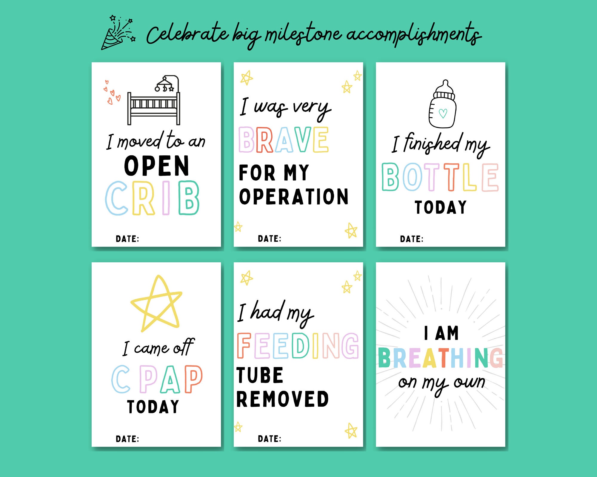 NICU Milestone Cards Nicu Photo Prop Cards Nicu Crib Cards - Etsy