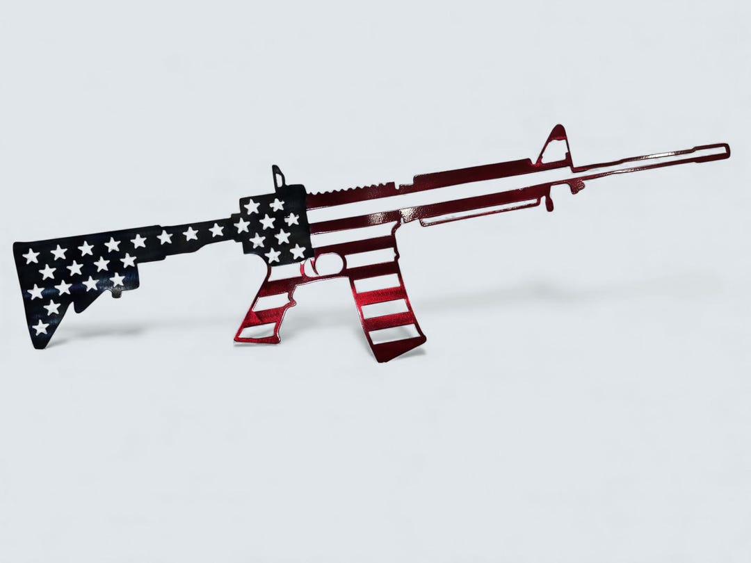 Patriotic AR Rifle, American Flag, Gun, Metal Wall Art, American Wall ...