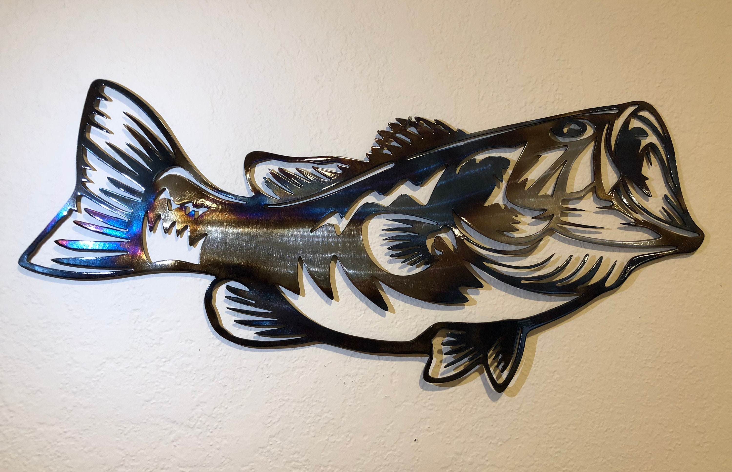 Large Mouth Bass Metal Art Fishing Gift Gift for Men Etsy