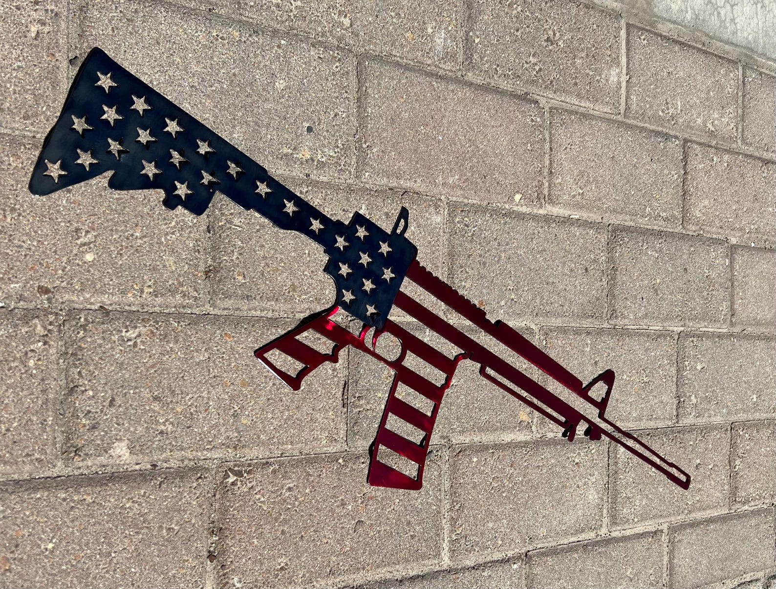 Patriotic AR Rifle, American Flag, Gun, Metal Wall Art, American Wall ...