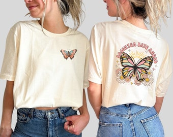 Retro Butterfly TShirt, Cottagecore Shirt, Floral Butterfly Shirt, Monarch Butterfly, Vintage TShirt, Gift For Daughter, Inspirational Shirt