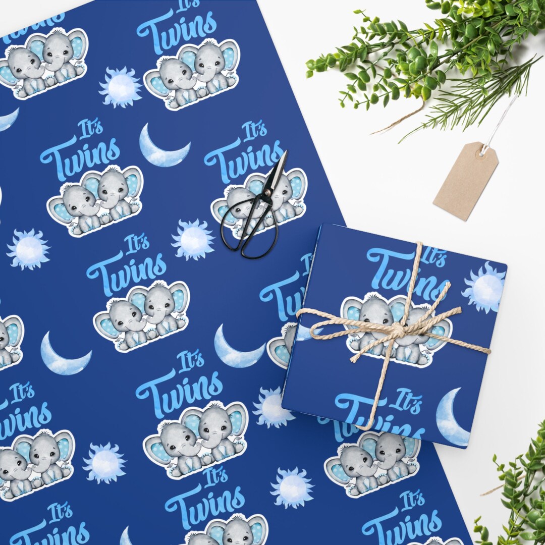 Boys Twin Baby Shower Wrapping Paper, Gift Wrap Paper for Twins