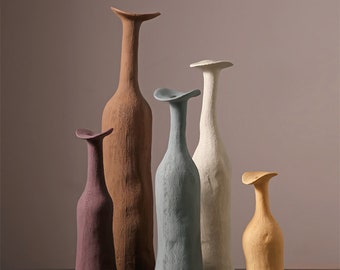 Rustic Minimalist Ceramic Vase | Organic natural aesthetic style | Morandi vase | Soft warm colors | Flower Arrangement Ceramic Vase