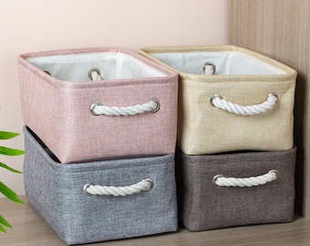 Countryside Hares print Cotton Handmade Storage Basket/Box 