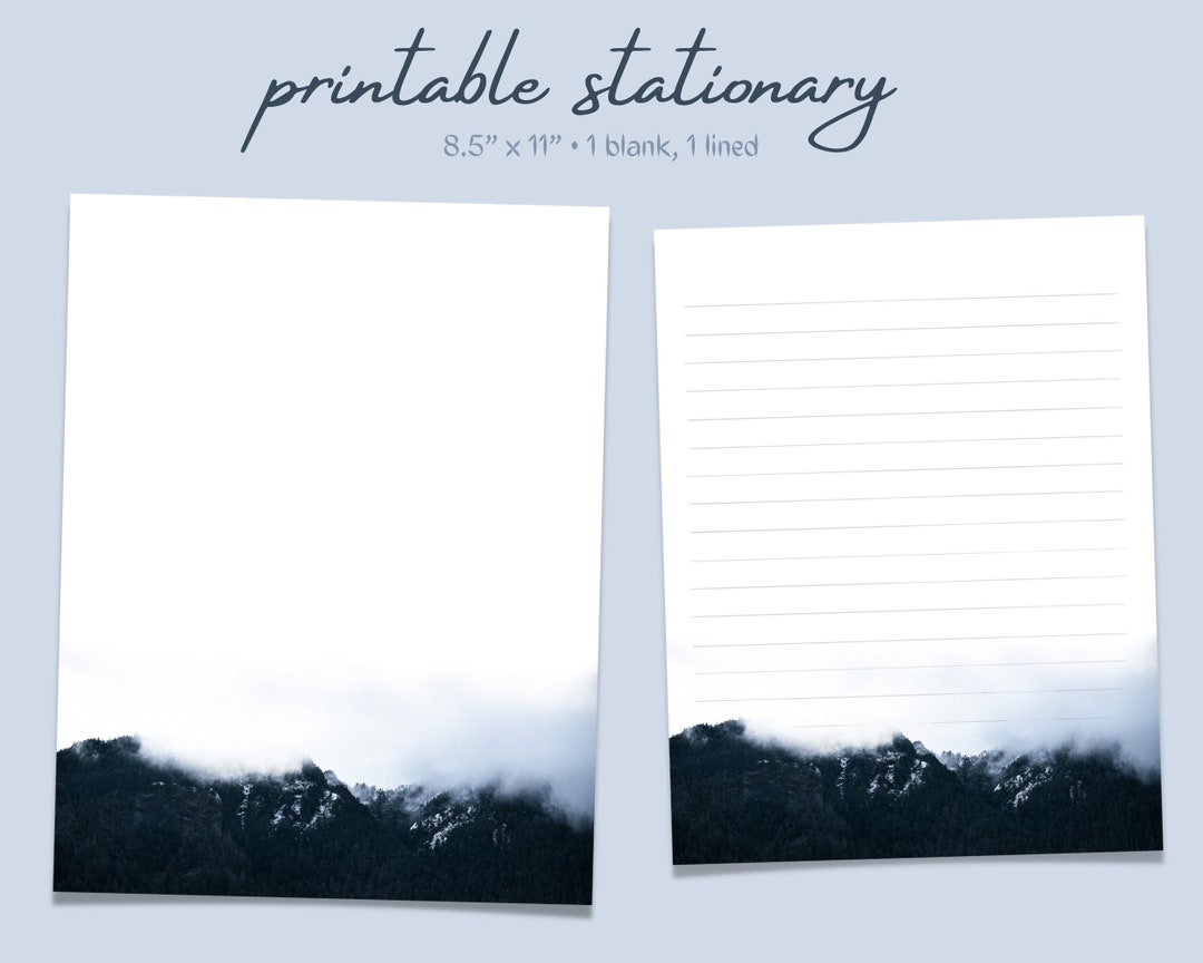 Misty Mountains Printable Stationary Paper Digital PDF - Etsy