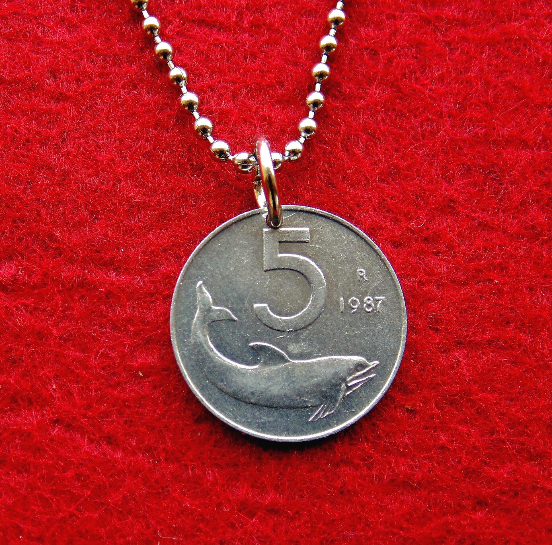 Dolphin Necklace 5 Lire Italy Handmade Jewel - Made in Italy