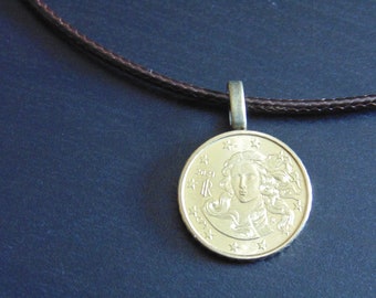 Collar colgante Venus moneda Italia moneda vintage 10 céntimos de euro 2021 moneda el nacimiento de Venus Sandro Botticelli Florencia - Hecho en Italia