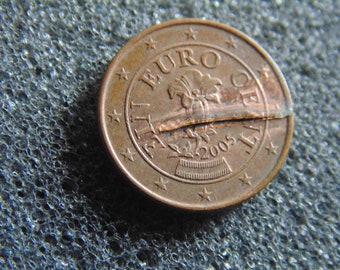 2005 Austria 1 euro cent eurocent minting defect L 001