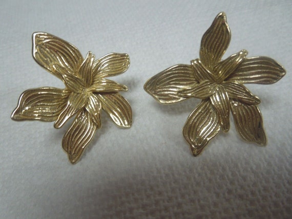 r414 Sterling Silver Gold Wash double layer flowe… - image 9