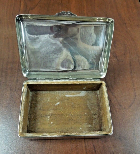 r270 Antique Heavy Silvertone Trinket Jewelry Box… - image 7