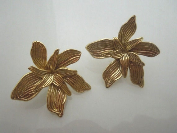 r414 Sterling Silver Gold Wash double layer flowe… - image 4