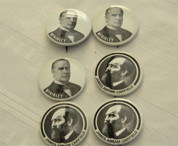 p268 Lot of Six Campaign Buttons, McKinley and Ga… - image 1