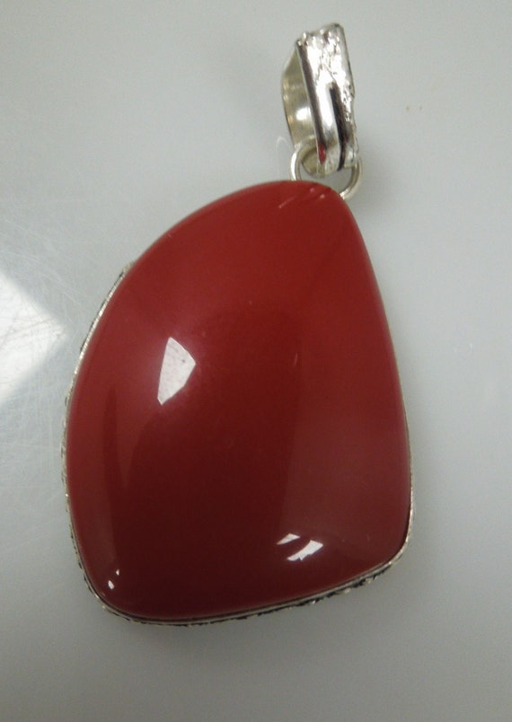 r529 Sterling Silver Carnelian Natural Stone Penda