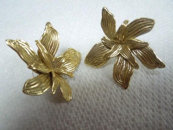 r414 Sterling Silver Gold Wash double layer flowe… - image 8