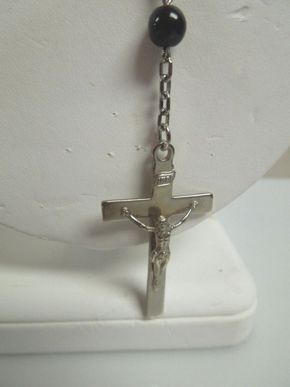 r358 Rosary Beads Necklace Cross Jesus Crucifix V… - image 6
