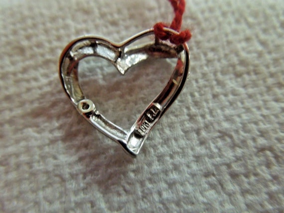 r246 10k White Gold Diamond .05 cts Heart Pendant… - image 2