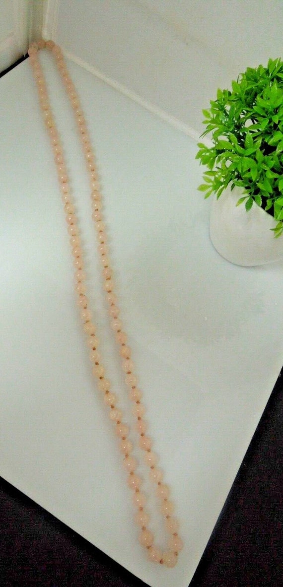 r596 Genuine Rose Quartz 8mm Beads 32" Necklace Vi