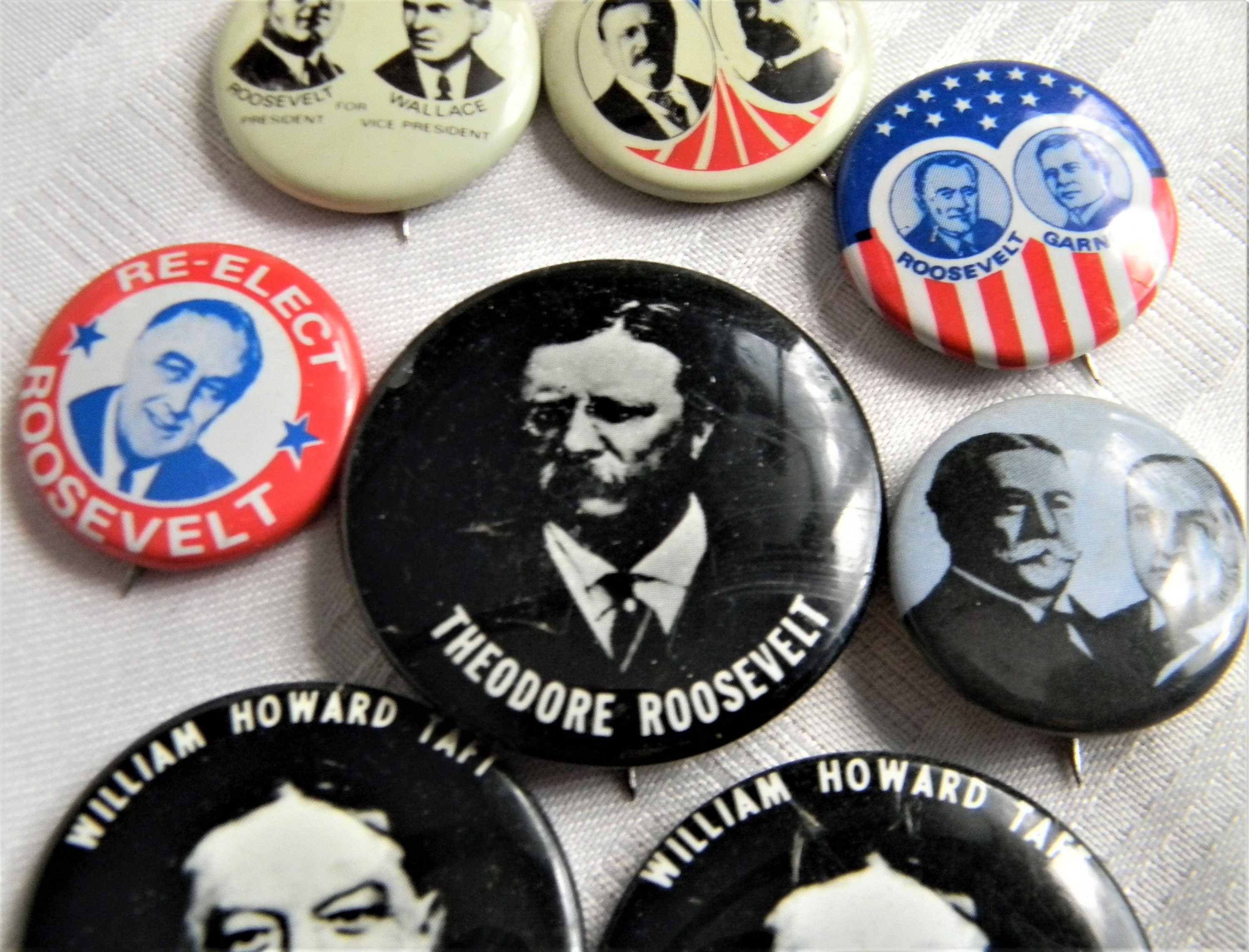P265 Lot of Ten Campaign Buttons, FDR, Taft, and Teddy Roosevelt - Etsy