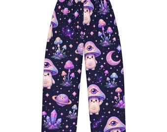 Cosmic Mushroom Creatures Pajama Pants | Cute Galaxy Nightwear