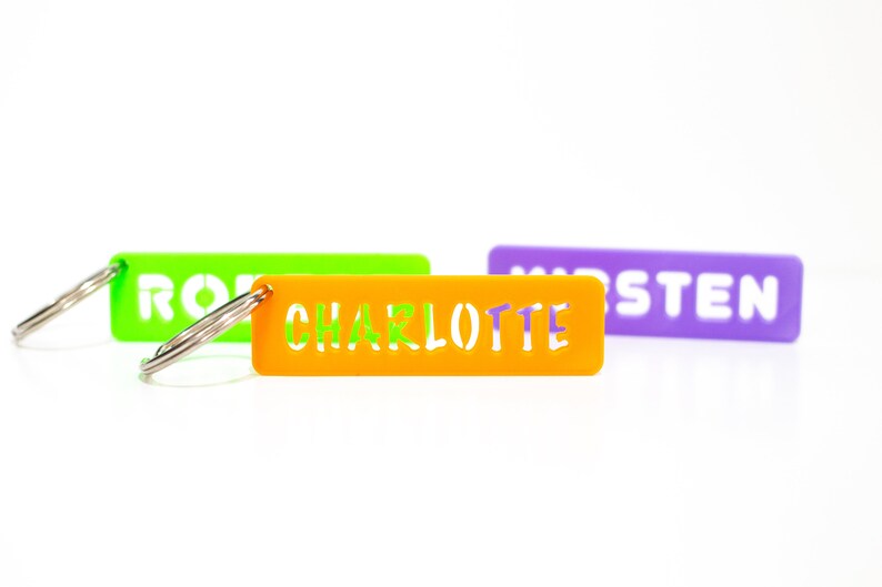 Personalised Keychain, 3D Printed, nameplate, name tag. Great as gift or as bag tag. image 2