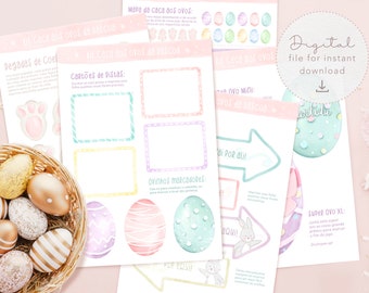 Kit Easter Egg Hunt DIY, Egg Hunt PDF, Easter activities, Easter Eggs PDF, Easter bunny, Easter games, easter family games for kids
