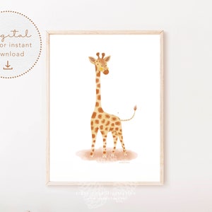 Ilustração Digital Girafa, decoração de quarto para imprimir, clipart para cartões, convites ou projectos craft, diy, 300 dpi