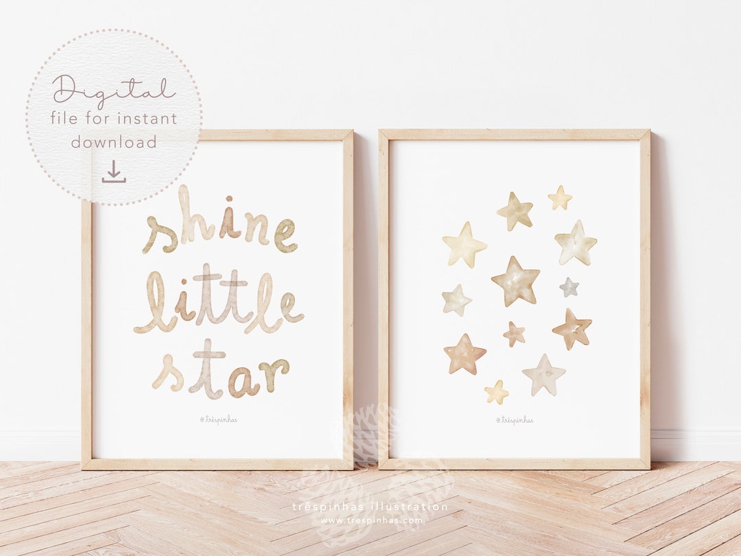 Set of 2 Shine Little Star, Star Themed Nursery, Space Nursery Decor ...