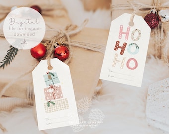 Hohoho Tags, Printable Christmas Gift Tags, Christmas favor tag, Cute Christmas tags, Xmas Tags, Packaging Christmas Tags, Holiday Tags