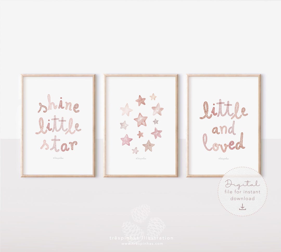 Cute Nursery Print Set of 3, Shine Little Star Printable, Star Themed ...